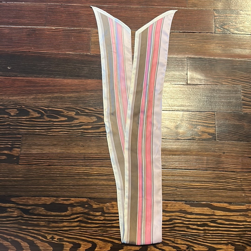 Pink brown and cream striped scarf - Picture 2 of 5